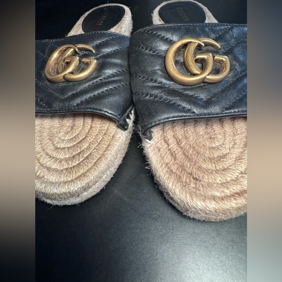 GUCCI Women's GG Marmont Espadrilles Slide Sandals Matelasse Leather - Picture 7 of 8